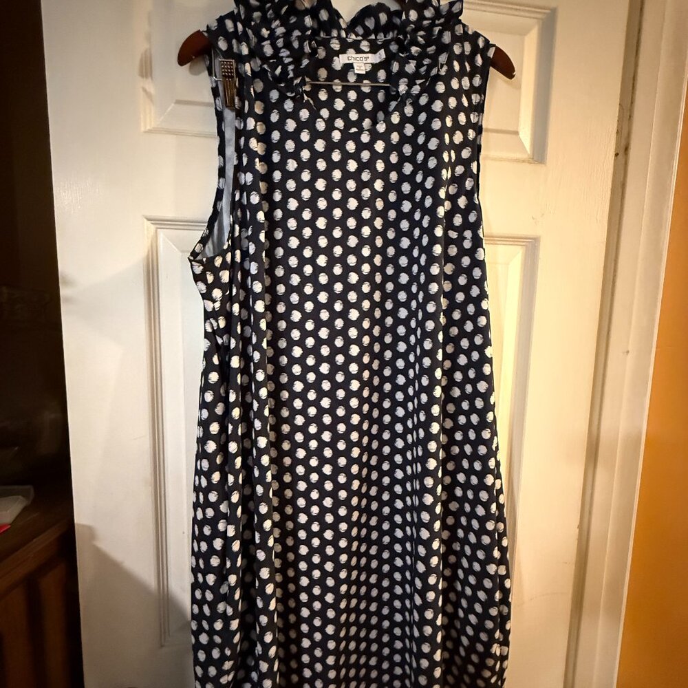 Chico’s Zenergy® UPF Ruffled Neck Dress - Blue Dot - Size 4 (XXL/20)